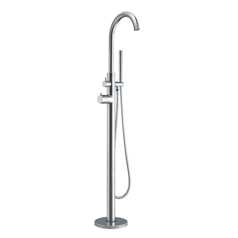 Whitehaus Bathhaus Freestanding 41" Single Lever Tub Filler with Integrated Diverter Valve and Hand Held Shower Spray Spray