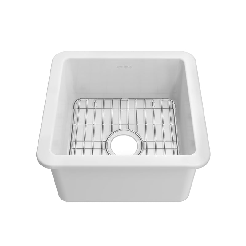 Whitehaus Whitehaus Collection Undermount/Drop-in Fireclay Kitchen Sinks, Stainless Steel Grid Included