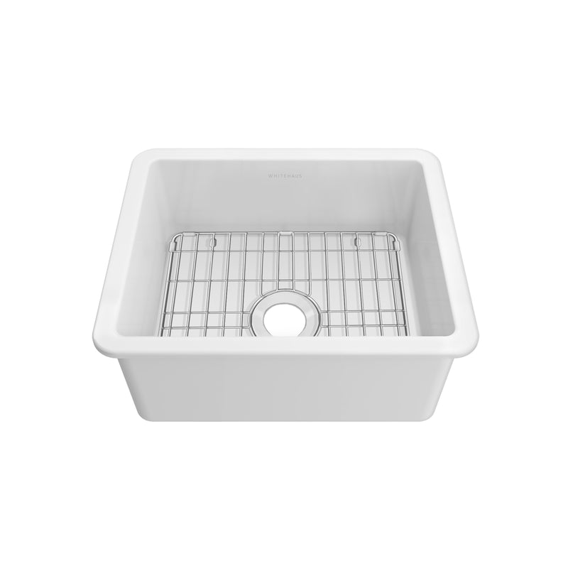 Whitehaus Whitehaus Collection Undermount/Drop-in Fireclay Kitchen Sinks, Stainless Steel Grid Included