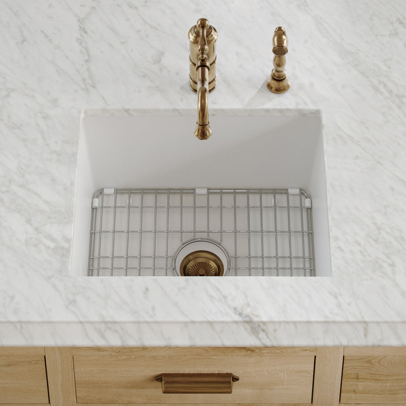 Whitehaus Whitehaus Collection Undermount/Drop-in Fireclay Kitchen Sinks, Stainless Steel Grid Included