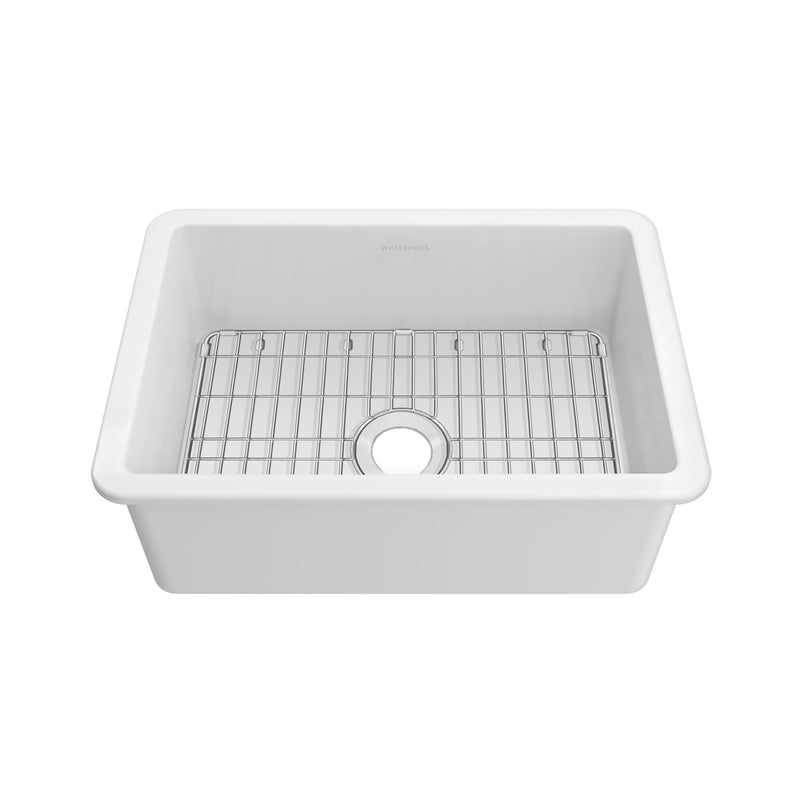 Whitehaus Whitehaus Collection Undermount/Drop-in Fireclay Kitchen Sinks, Stainless Steel Grid Included