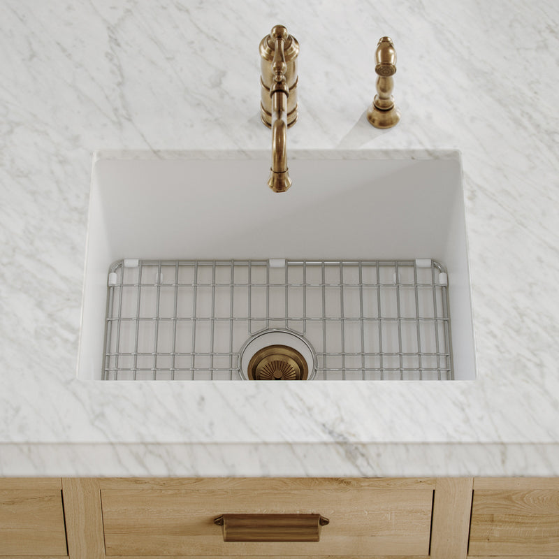 Whitehaus Whitehaus Collection Undermount/Drop-in Fireclay Kitchen Sinks, Stainless Steel Grid Included