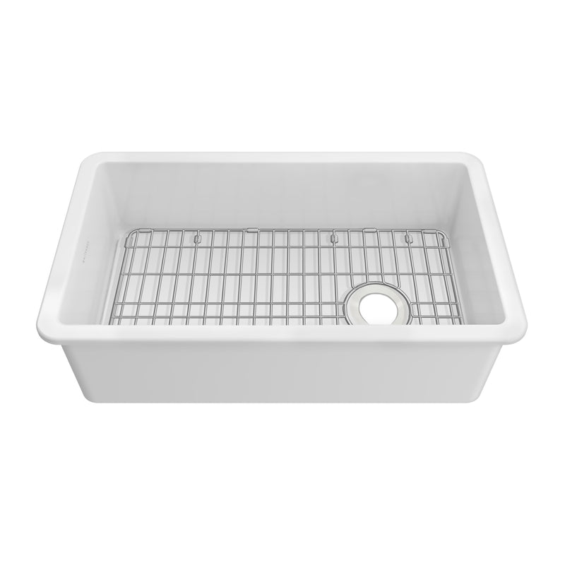 Whitehaus Whitehaus Collection Undermount/Drop-in Fireclay Kitchen Sinks, Stainless Steel Grid Included