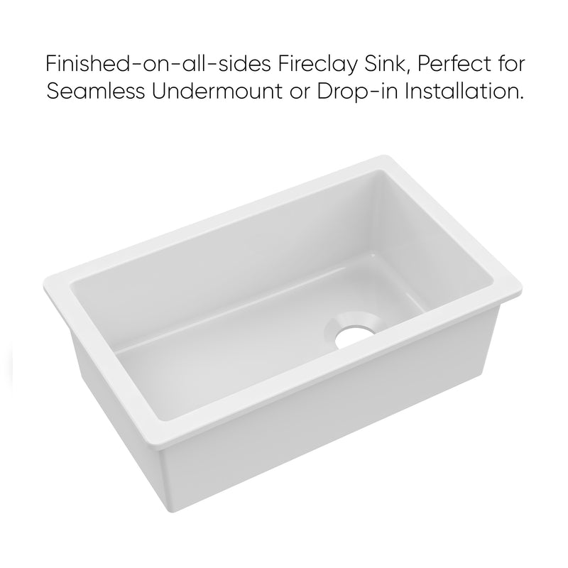 Whitehaus Whitehaus Collection Undermount/Drop-in Fireclay Kitchen Sinks, Stainless Steel Grid Included