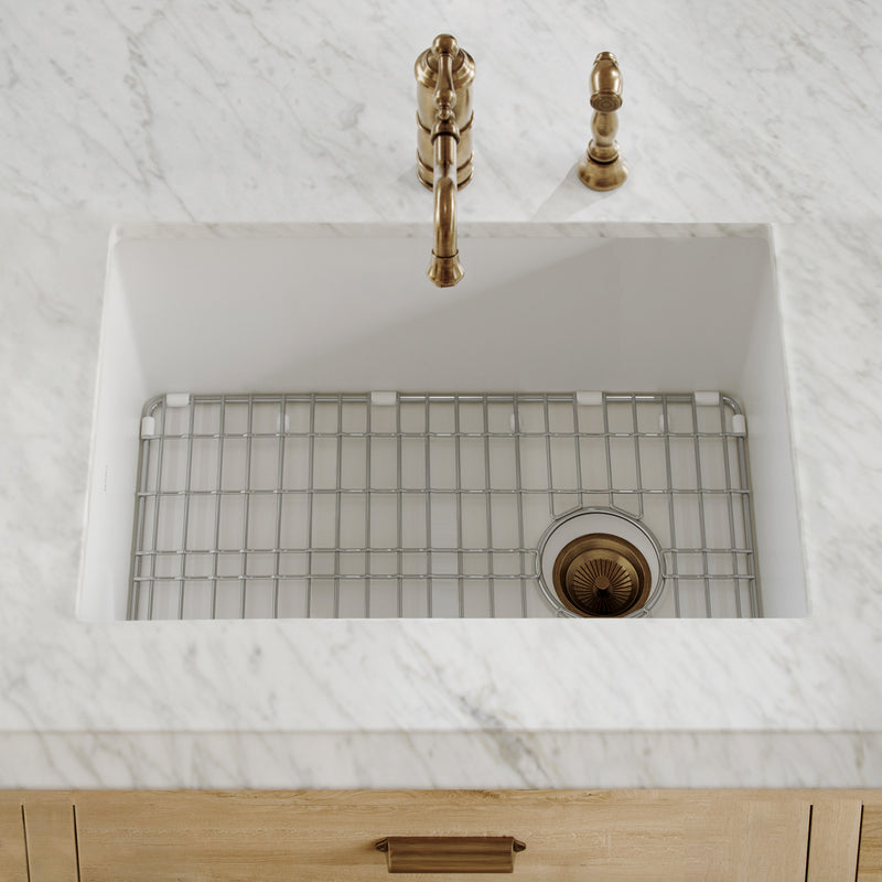 Whitehaus Whitehaus Collection Undermount/Drop-in Fireclay Kitchen Sinks, Stainless Steel Grid Included