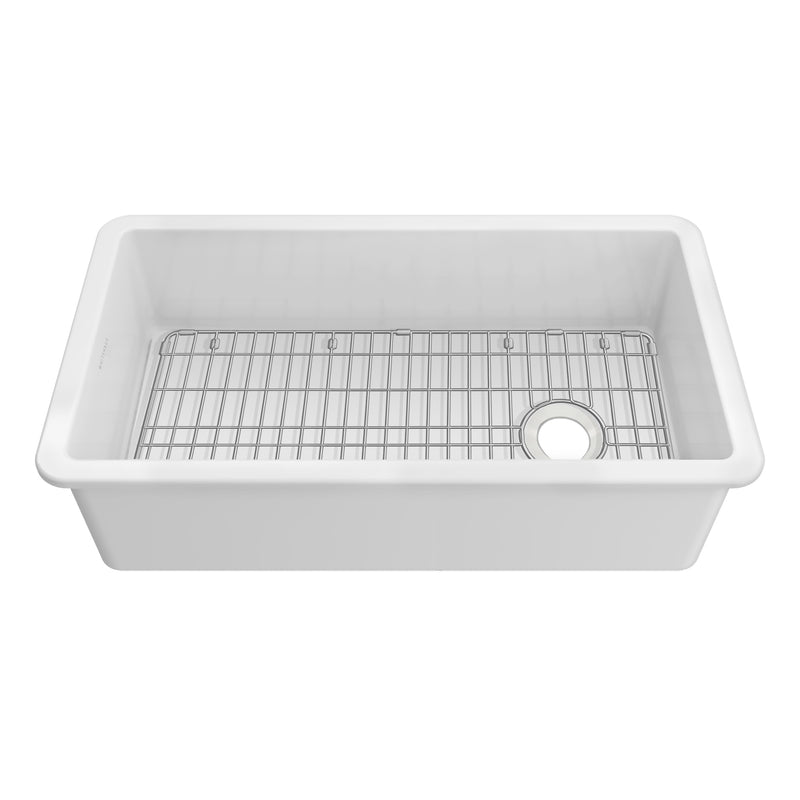 Whitehaus Whitehaus Collection Undermount/Drop-in Fireclay Kitchen Sinks, Stainless Steel Grid Included