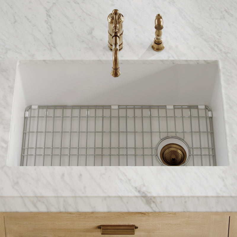 Whitehaus Whitehaus Collection Undermount/Drop-in Fireclay Kitchen Sinks, Stainless Steel Grid Included