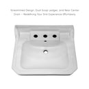 Whitehaus Victoriahaus rectangular basin china console with widespread hole faucet drill,  matte black leg supports with towel bar, backsplash, and overflow