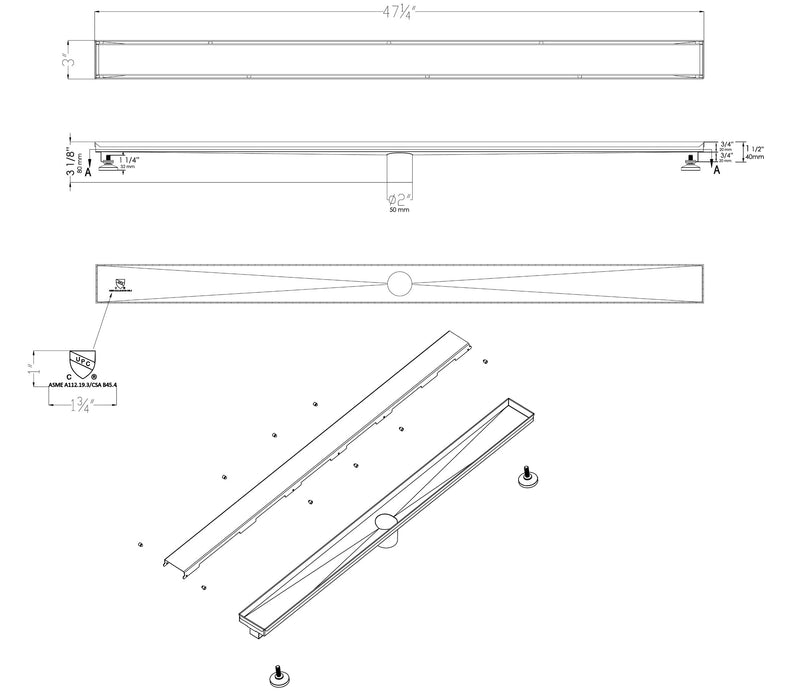 ALFI brand ABLD47B Shower Drain