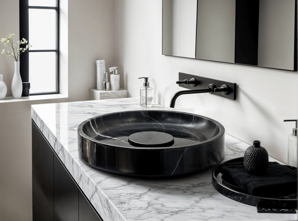 Black Round Marble Sink
