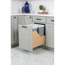 Double 35 Quart Wood Bottom-Mount Soft-close Trashcan Rollout for Door Mounting, Includes Two Grey Cans