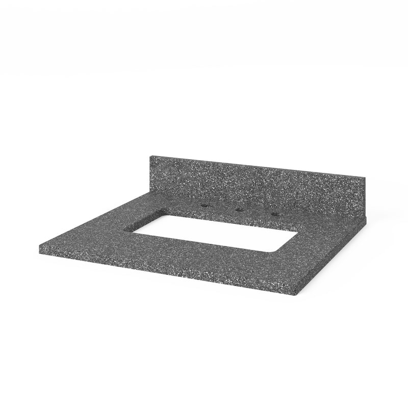 24" Grey Addington Vanity, Boulder Cultured Marble Vanity Top, undermount rectangle bowl