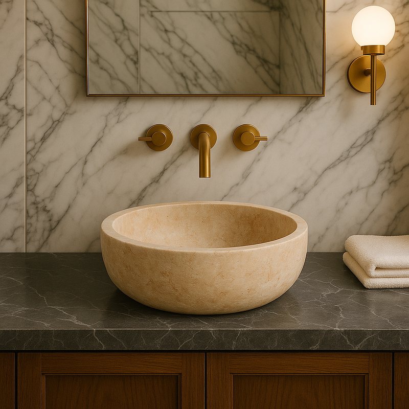 Beige Travertine Sink