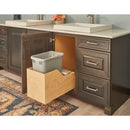 Single 35 Quart Wood Bottom-Mount Soft-close Trashcan Rollout for Hinged Doors, Includes Grey Can