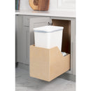 Single 50 Quart Wood Bottom-Mount Soft-close Trashcan Rollout for Hinged Doors, Includes One White Can
