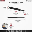 REV A SHELF : Value Line Sliding Valet Rod for Custom Closet Systems