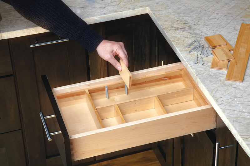 REV A SHELF Maple Wood Customizable Tray Insert w/ Dividers