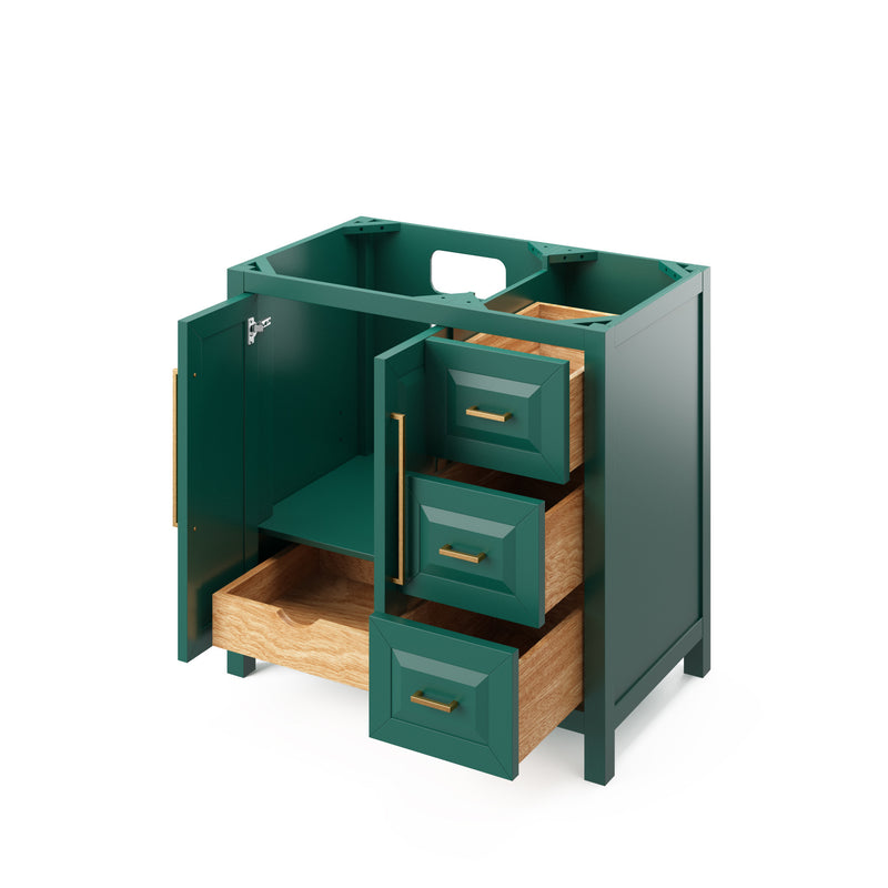 36" Forest Green Cade Vanity, left offset