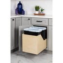 Double 35 Quart Wood Bottom-Mount Soft-close Trashcan Rollout for Hinged Doors, Includes Two Black Cans