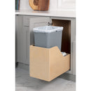 Single 50 Quart Wood Bottom-Mount Soft-close Trashcan Rollout for Hinged Doors, Includes One Grey Can