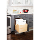 Double 35 Quart Wood Bottom-Mount Soft-close Trashcan Rollout for Hinged Doors, Includes Two White Cans