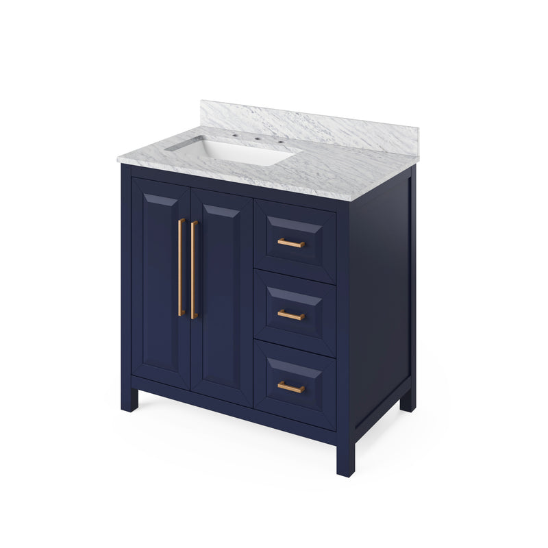 36" Hale Blue Cade Vanity, left offset