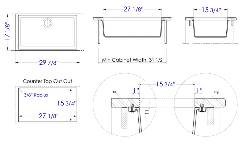 ALFI brand AB3020UM Kitchen Sink