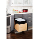 Double 35 Quart Wood Bottom-Mount Soft-close Trashcan Rollout for Hinged Doors, Includes Two Black Cans