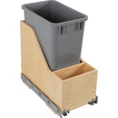 Single 35 Quart Wood Bottom-Mount Soft-close Vanity Trashcan Rollout for Door Mounting, Includes One Grey Can