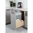 Single 50 Quart Wood Bottom-Mount Soft-close Trashcan Rollout for Door Mounting, Includes One Grey Can