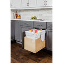 Double 35 Quart Wood Bottom-Mount Soft-close Trashcan Rollout for Hinged Doors, Includes Two White Cans