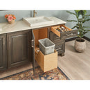 Single 35 Quart Wood Bottom-Mount Soft-close Trashcan Rollout for Hinged Doors, Includes Grey Can