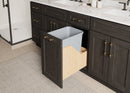 Single 35 Quart Wood Bottom-Mount Soft-close Vanity Trashcan Rollout for Door Mounting, Includes One Grey Can