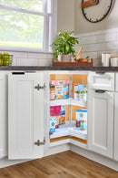 REV A SHELF : Polymer Kidney-Shaped 2-Shelf Lazy Susan for Corner Base Cabinets