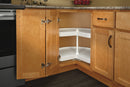 REV A SHELF : Polymer Kidney-Shaped 2-Shelf Lazy Susan w/Bottom Mount Hardware for Corner Base Cabinets