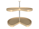 REV A SHELF : Banded Wood Kidney-Shaped 2-Shelf Lazy Susan Shelf for Corner Base Cabinets
