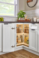 REV A SHELF : Banded Wood Kidney-Shaped 2-Shelf Lazy Susan Shelf for Corner Base Cabinets