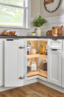 REV A SHELF : Natural Wood Kidney-Shaped 2-Shelf Lazy Susans for Corner Base Cabinets