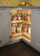 REV A SHELF : Natural Wood Kidney-Shaped-Shaped 2-Shelf Lazy Susans for Corner Base Cabinets