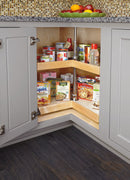 REV A SHELF : Natural Wood Kidney-Shaped-Shaped 2-Shelf Lazy Susans for Corner Base Cabinets