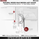REV A SHELF : Natural Wood Pivot and Slide Half-Moon 2-Shelf Organizer for Blind Corner Cabinets