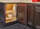REV A SHELF : Natural Wood Pivot and Slide Half-Moon 2-Shelf Organizer for Blind Corner Cabinets