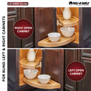 REV A SHELF : Natural Wood Pivot and Slide Half-Moon 2-Shelf Organizer for Blind Corner Cabinets