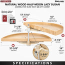 REV A SHELF : Natural Wood Pivot and Slide Half-Moon 2-Shelf Organizer for Blind Corner Cabinets