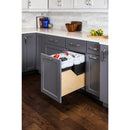 Double 35 Quart Wood Bottom-Mount Soft-close Trashcan Rollout for Door Mounting, Includes Two Black Cans