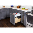 Double 35 Quart Wood Bottom-Mount Soft-close Trashcan Rollout for Door Mounting, Includes Two Black Cans