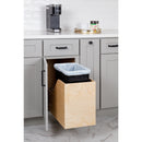 Single 35 Quart Wood Bottom-Mount Soft-close Trashcan Rollout for Hinged Doors, Includes One Black Can