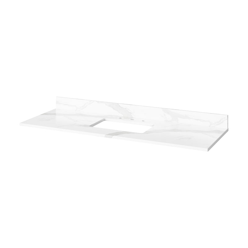 60" White Chatham Vanity, Calacatta Vienna Quartz Vanity Top, undermount rectangle bowl