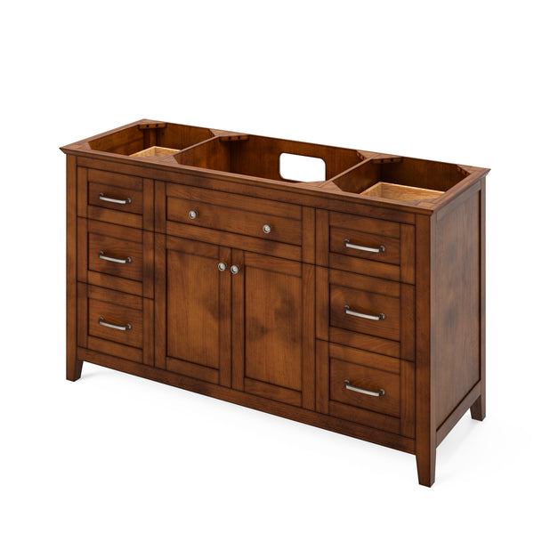 60" Chocolate Chatham Vanity, Calacatta Vienna Quartz Vanity Top, undermount rectangle bowl