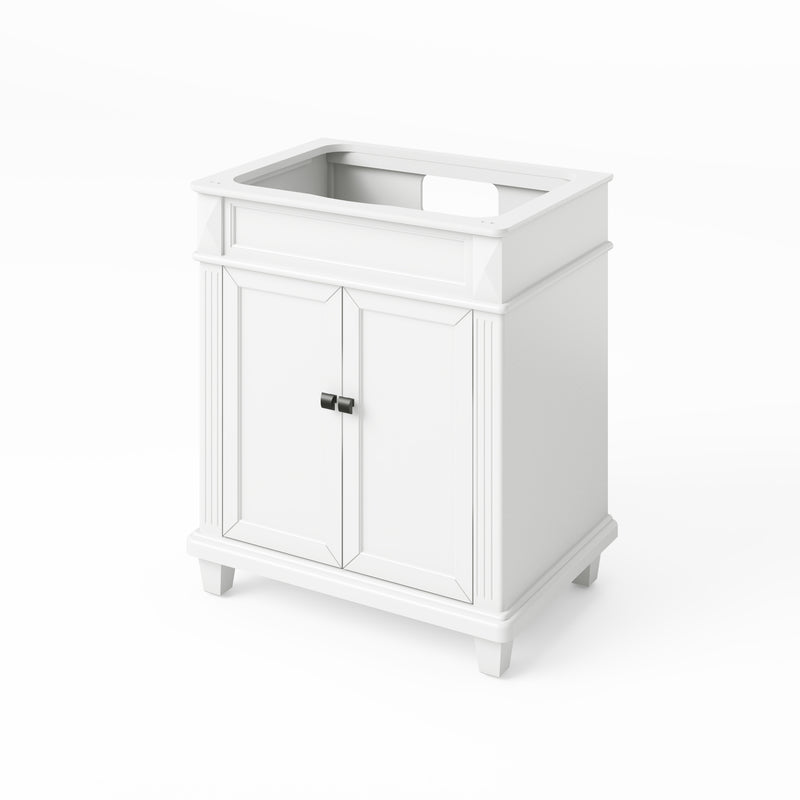 30" White Douglas Vanity, White Carrara Marble Vanity Top, undermount rectangle bowl